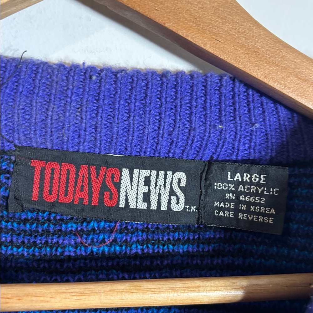 Vintage Today’s News Sweater Southwest Geometric Grandpa Lg - Picture 3 of 4